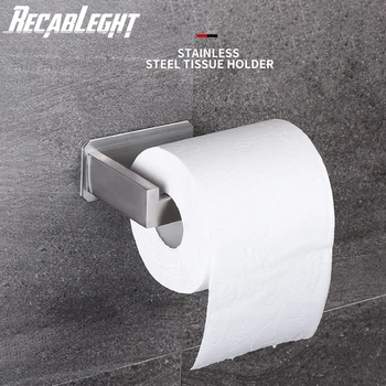 

Recableght Toilet Paper Holder Punch-Free Wall-Mounted Bathroom Tissue Organizer Stainless Steel Rack Roll Paper Accessories