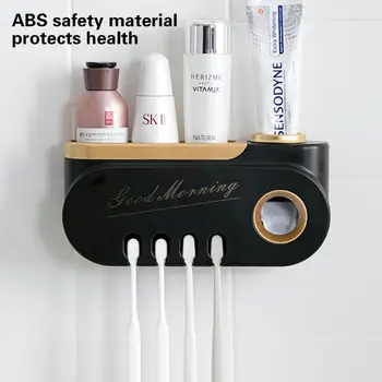 

1pc Automatic Toothpaste Dispenser Toothbrush Holder Bathroom Storage Shelf Rack Shower Caddy Bathroom Accessories Shelves
