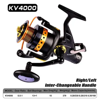 

Fishing Reel KV3000-8000 Metal Spool Spinning Reel 13 + 1BB Reel Brake Spinning Fishing Surf Reel Carp Fishing Gear Pesca