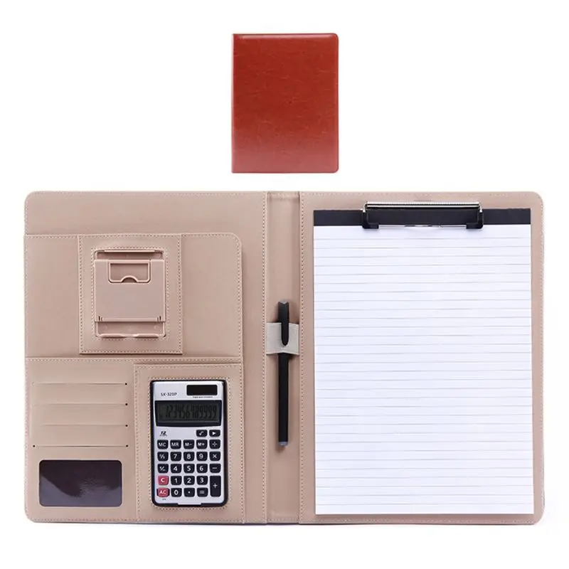 A4 PU Leather Clipboard Folder Multifunction Filing Document File Meeting Holder - Цвет: B-BN