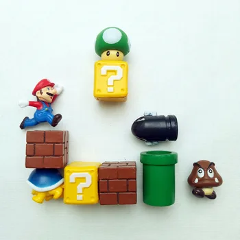 

10pcs 3D Super Mario Bros Magnets Figure Toys Family Mario Bullet Mushroom Tortoise Stickers Refrigerator Action Figure Doll Toy