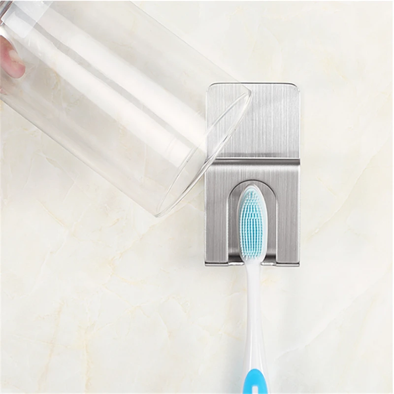 New Stainless Steel Punch-free Strong Adhesive Manual Electric Toothbrush Holder Toothbrush Storage Rack