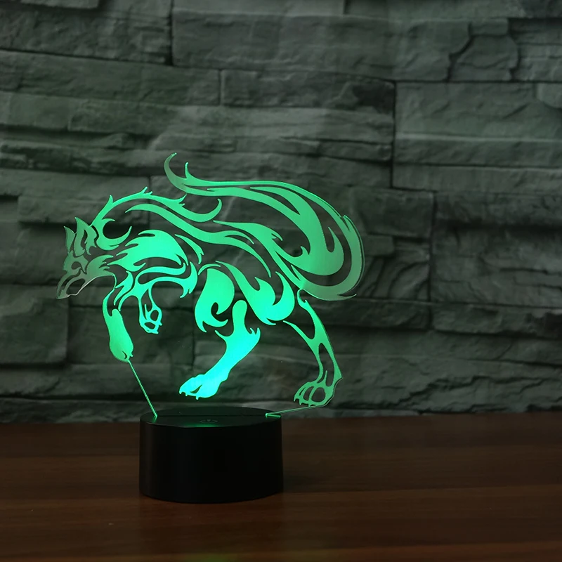 

Abstract Fox 3d Lamp 7 Color Led Night Lamps For Kids Touch Led Usb Table Lampara Lampe Baby Sleeping Nightlight Room Lamp