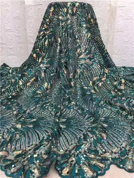 

Tulle Lace Fabric High Quality Sequins Lace Fabric Embroidery Fashion Nigerian Party Dress For African Lace Material