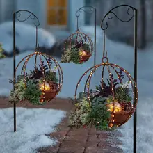 

Christmas Hanging Ornament Luminous Simulation Hanging Flower Basket With Light String DIY Hanging Plant Basket Garden Decoratio