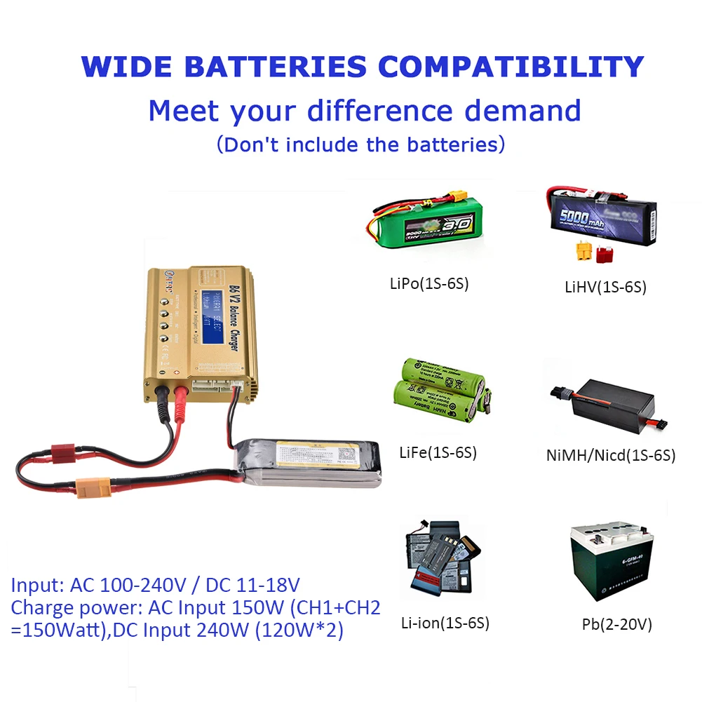 HTRC IMAX B6V2 Balance Charger 80W Professional Digital Lipo Discharger for Li-ion Lipo LiFe NiCd NiMH LiHV PB Battery