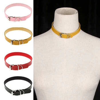 

Ladies Gothic PU Leather Collar Buckle Belt Choker Solid Punk Bracelet Necklace Christmas Gift