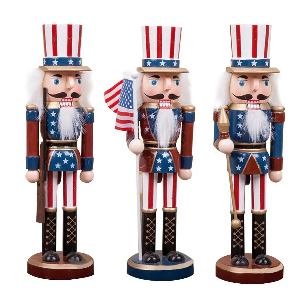 Handmade Nutcracker Soldier Puppet Home Decoration Wooden Craft Ornament Gift for Birthday Wedding Christmas Party guoxia74534 2Pcs/Set 26CM Cake Shape Puppet Painted Nutcracker