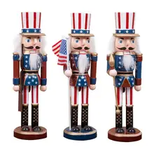 25CM Klassischen Amerikanischen Nussknacker Soldat Holz Handwerk Nussknacker Puppen Desktop Ornament Weihnachten Geschenk Puppe