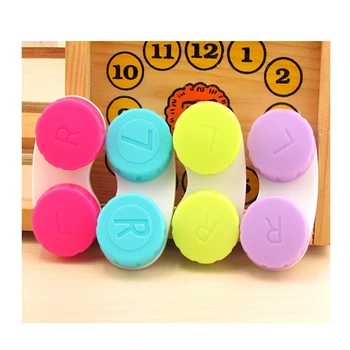 

1pc Portable Contact Lens Case Candy Solid Color Double-Link Box Cosmetic Contact Lenses Box
