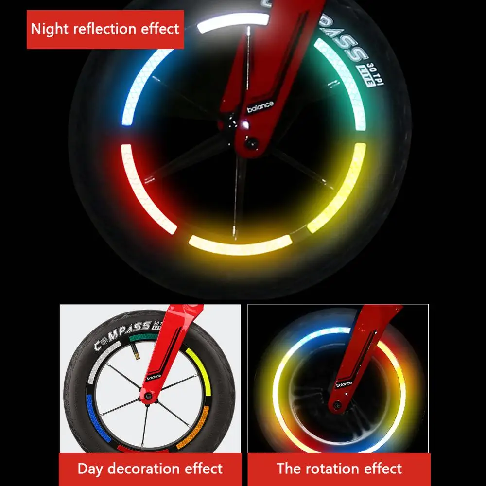 10pcs Children's Balance Bike Reflective Sticker Wheel Decals