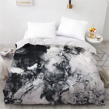 

3D Printed Custom Design Duvet Cover Quilt Comforter Blanket Case Covers Bedding Set Black White Marbling Home Textile