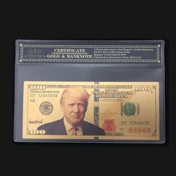 

1000pcs America 100 Dollars Gold Plated Banknote Colored 24K Gold Foil Fake Paper Money Bill For Collection Home Decoration