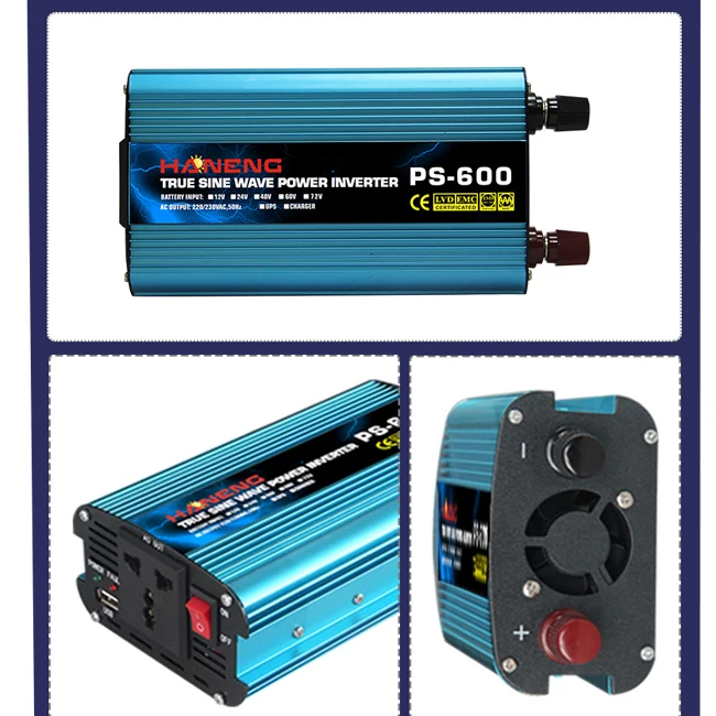 

600W 12V Off Grid Inverter 600W Pure Sine Wave Inverter Surge Power 1200W DC12V to AC230V Solar Power Inverter