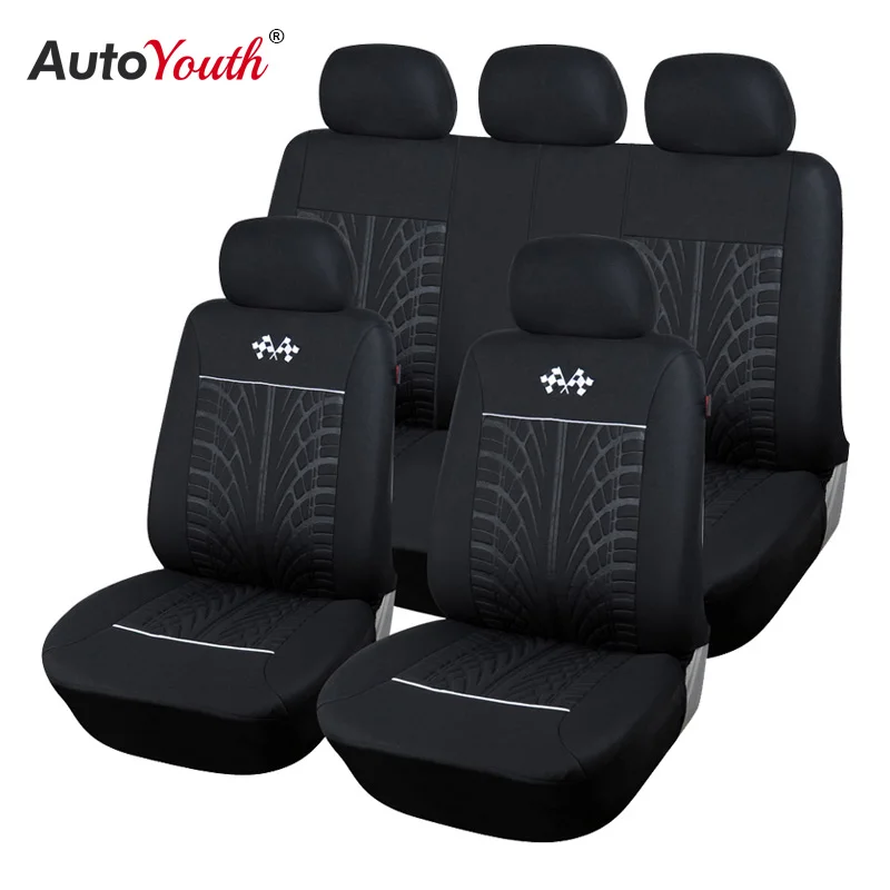 Baratos AUTOYOUTH Sports fundas para asientos de coche ajuste Universal la mayoría de los asientos de vehículos de marca Protector de asiento de coche accesorios interiores funda de asiento negro