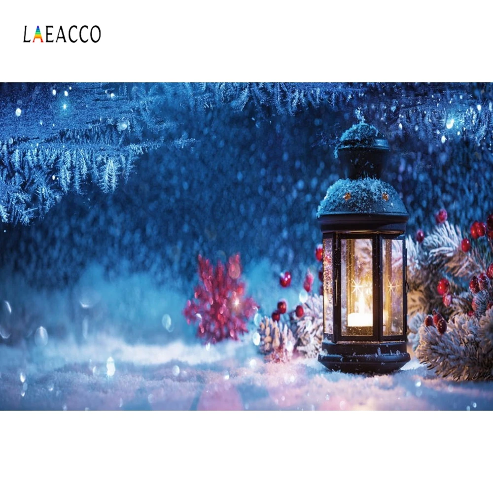 Фон для фотосъемки Laeacco Зимний Рождественский фонарь звезда снег украшение