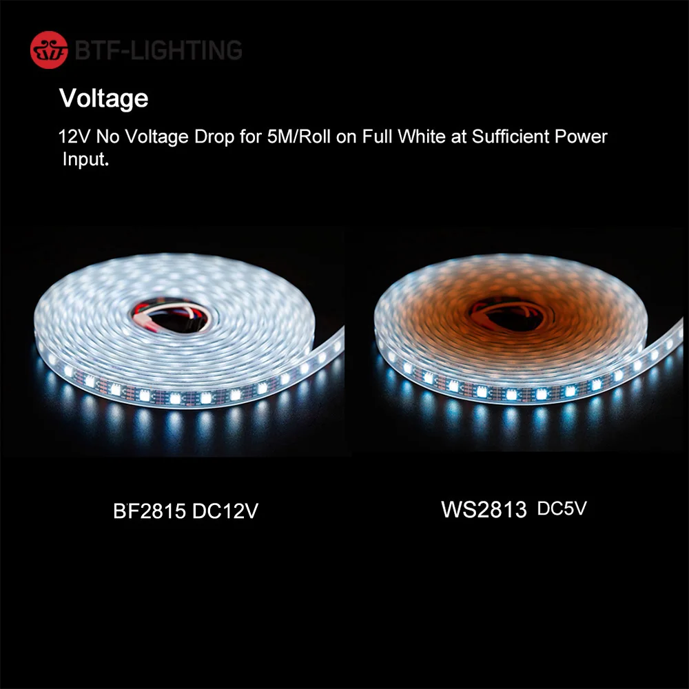 BF2815 DC12V Dual-Signal(WS2812B/WS2813) RGB Pixels LED Strip Light 1903IC Individually Addressable 1m/5m 30/60 Pixels/Leds/m