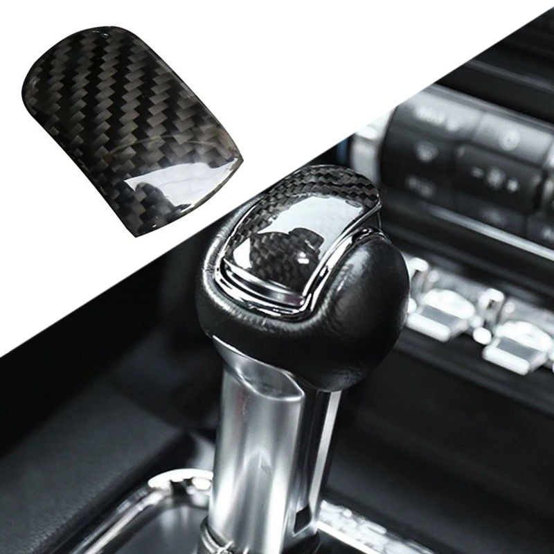 

DWCX Inner Carbon Black Fiber Gear Shift Knob Decorative Trim Cover Fit For Ford Mustang 2015 2016 2017 2018