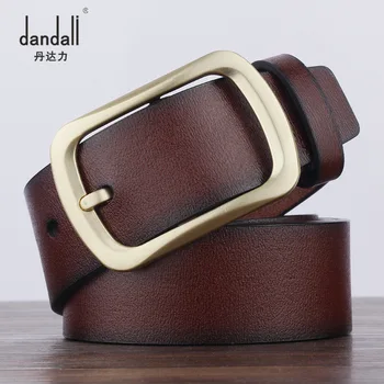 

Leather Belt Men Vintage Pin Buckle Belt Retro Gold BUCKLE