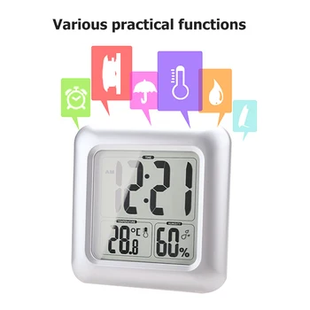 

Digital bathroom shower clock waterproof fashion bathroom clock LCD suction cup for kitchen bathroom humidity time display M