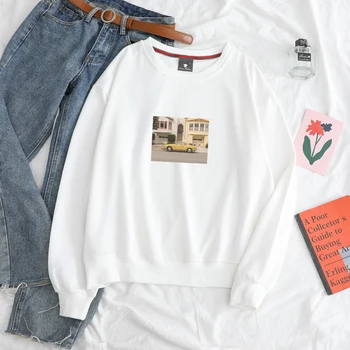 

Spring Autumn Men's Solid Hoodies House Car Image Printed Fashion Harajuku O-neck Sweatshirt Streetwear Pullover For Lovers