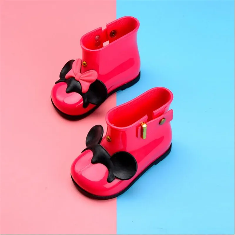 Mini Melissa/непромокаемые резиновые сапоги для девочек с бантиком; Новинка года; прозрачные сандалии Melissa для девочек; Нескользящие Детские дождевые ботинки; Водонепроницаемая детская водонепроницаемая обувь - Цвет: picture-8