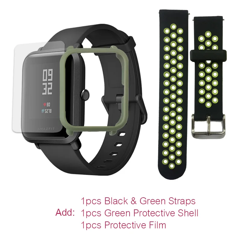 Английская версия Смарт-часы Xiao mi Amazfit Bip Hua mi Pace Lite IP68 gps Gloness умные часы Пульс 45 дней в режиме ожидания - Цвет: .Green Green film.