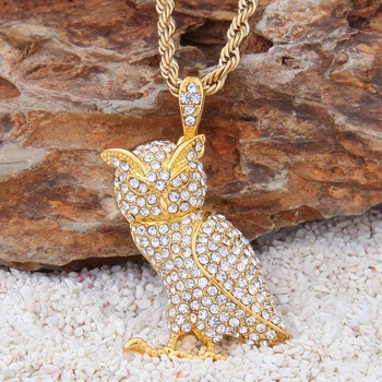 

European Cubic Zirconia Owl Pendant Necklace Mens and Womens Lovers Personality Dainty Christmas Exquisite Jewelry Necklace Gift