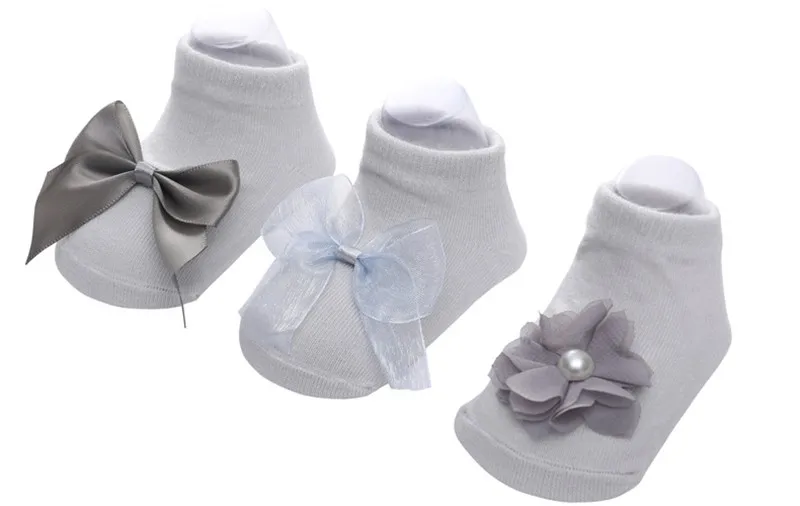 Детские носки для новорожденных, Комплект носков для маленьких девочек, нескользящие носки принцессы с бантом и цветочным кружевом, мягкие хлопковые носки для малышей 0-12 месяцев, подарок, sokken