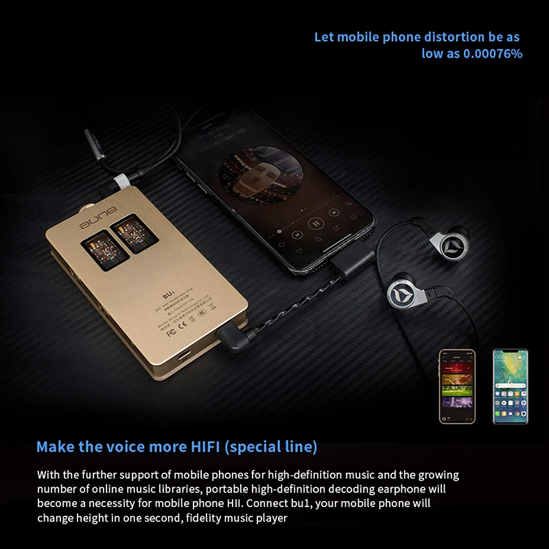 AUNE BU1 Portable Fully Discrete Decoding Headphone Amplifier DSD512 PCM32Bit 768k HiFi Type C USB decoder