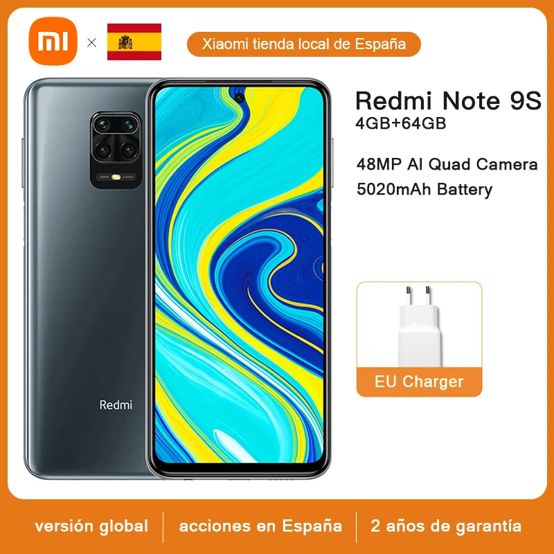 Versión Global Xiaomi Redmi Note 9S 4GB 64GB Smartphone Qualcomm Snapdragon 720G 6,67 FHD DotDisplay 5020mAh 48MP Quad Camera