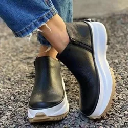 Women's Nude Boots Autumn and Winter New Slope with Women's Boots Comfortable Ankle Boots Shoes Heel Comfortable Casual Boots