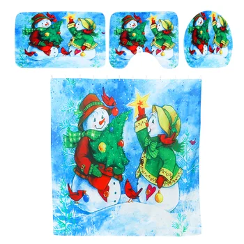 

4 Pcs 1 Set Curtain Simple Christmas Decorations for Bathroom