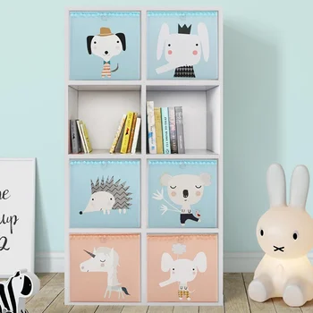 

High QUality Cartoon Storage Basket Canvas Box Side Handle Sorting Stand Animal Printed Large Capacity No-Lid Holder