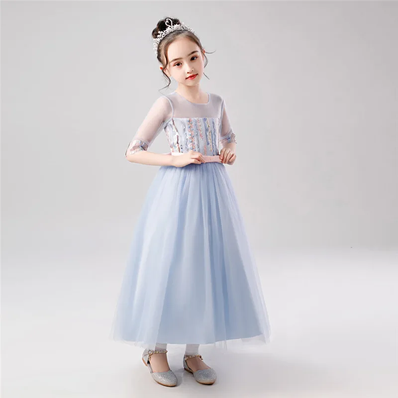 Girls formal dress Floral Kids Girls Princess Bridesmaid Pageant Gown Birthday Party Wedding Dress vestido robe fille #4O29 (8)