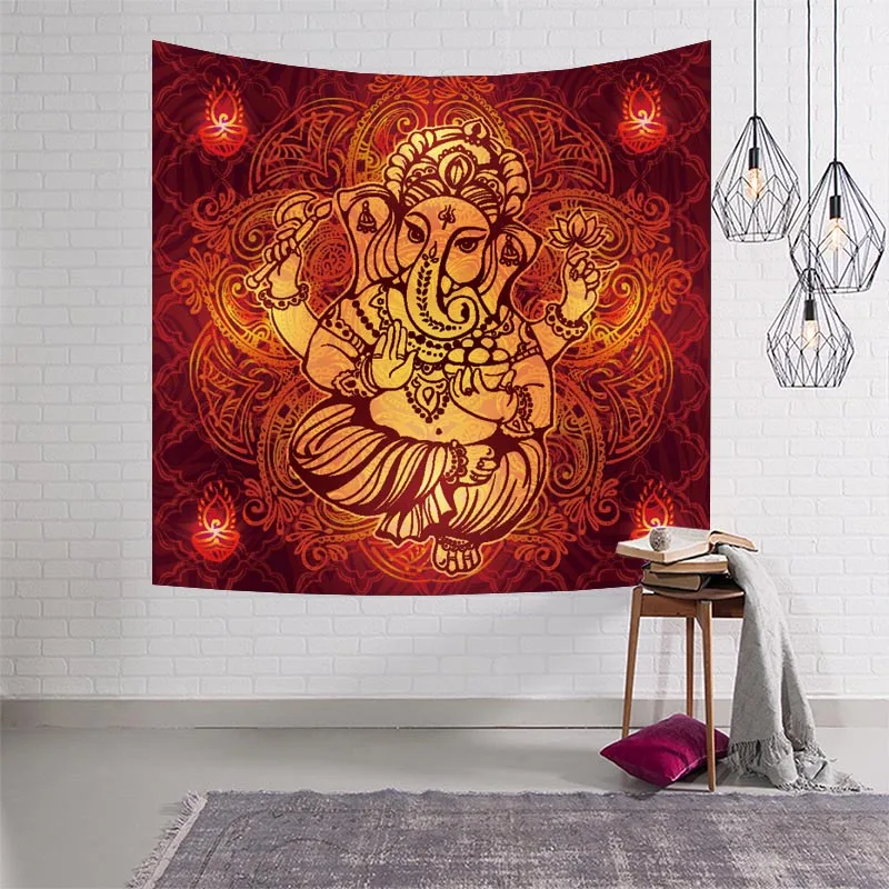 Синий слон гобелен индийский домашний текстиль МАНДАЛА ГОБЕЛЕН хлопок пляжное полотенце Ковер Настенный декор - Цвет: Ganesha Tapestry
