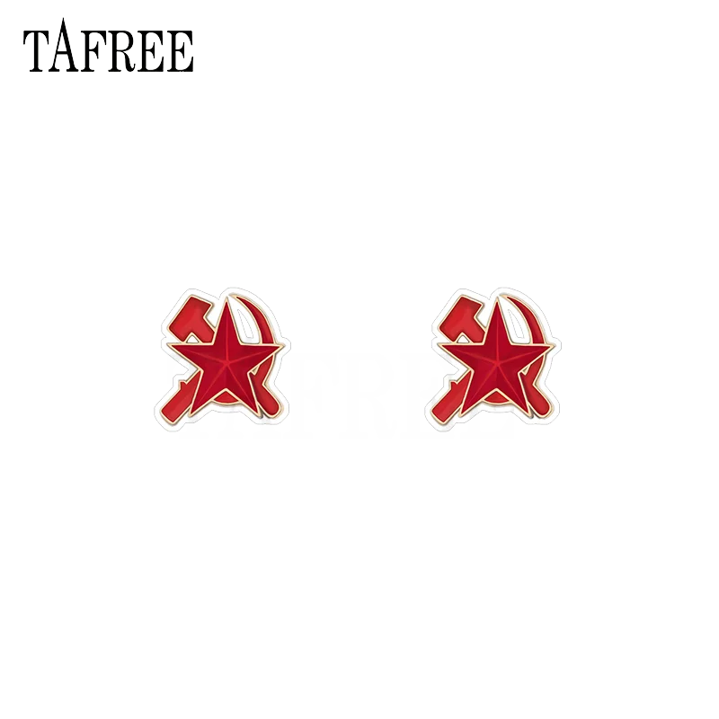TAFREE CCCP USSR Soviet Symbol Clip on Earrings Acrylic Epoxy Resin  Tiny ear clip Earrings for women 2020 fashion Jewelry 4