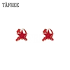 TAFREE CCCP USSR Soviet Symbol Clip on Earrings Acrylic Epoxy Resin  Tiny ear clip Earrings for women 2020 fashion Jewelry 4