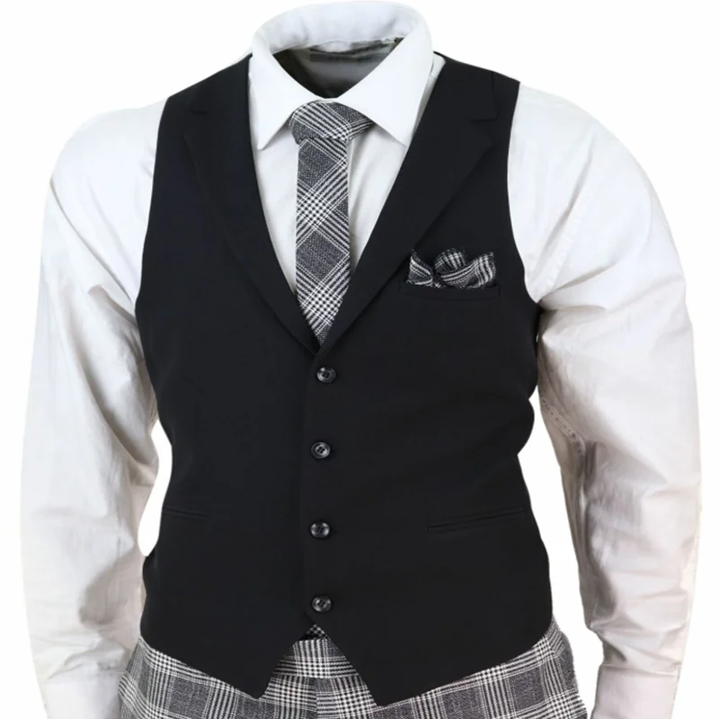 Серые черные мужские костюмы 3 шт костюм Homme Check 1920s Гэтсби твид Винтаж уголь классический свадебный или Выпускной костюм