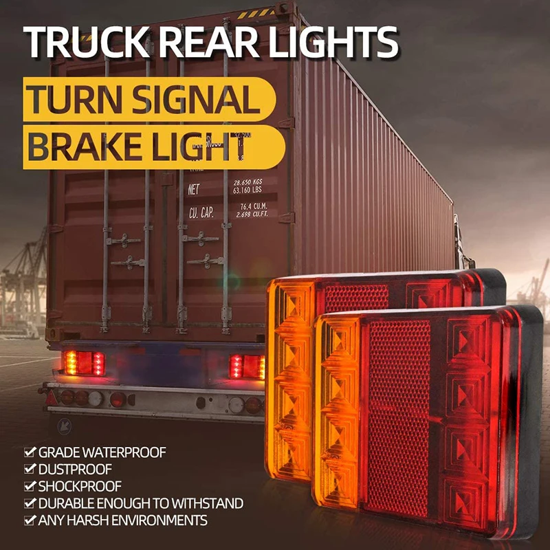 1 Pair 24V Truck Tail Light Trailer Turn Singal Lamp Universal Brake Tail Stop Lights for RV Boat Caravans UTE Campers ATV