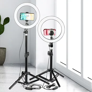 

for Youtube Selfie 26cm Bi-Color Lighting Dimmable LED Ring Light Phone Video Lamp With Tripod