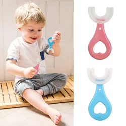 Kids Toothbrush U-Shape Infant Toothbrush Manual Toothbrush with Handle Silicone Oral Care Cleaning Brush for Toddlers Ages 2-12