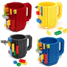 Taza de café de bloques de construcción, taza con diseño de rompecabezas de bloques DIY de tazas de café de 12 onzas, con piezas, tipo de bloques de construcción, 11 colores, 1 ud.