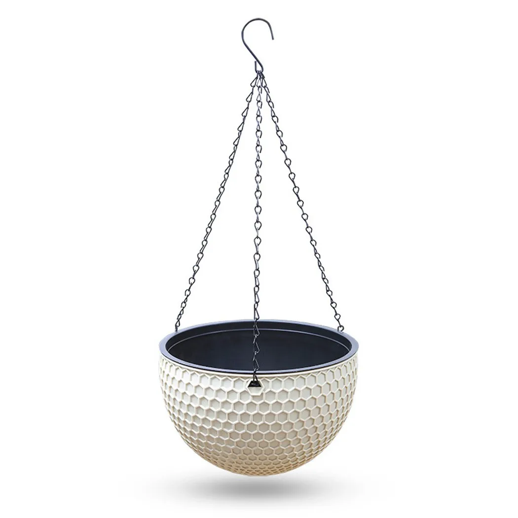 Self-watering Hanging Flower Pot Resin Plaited Hanging Basket With Chain Garden 