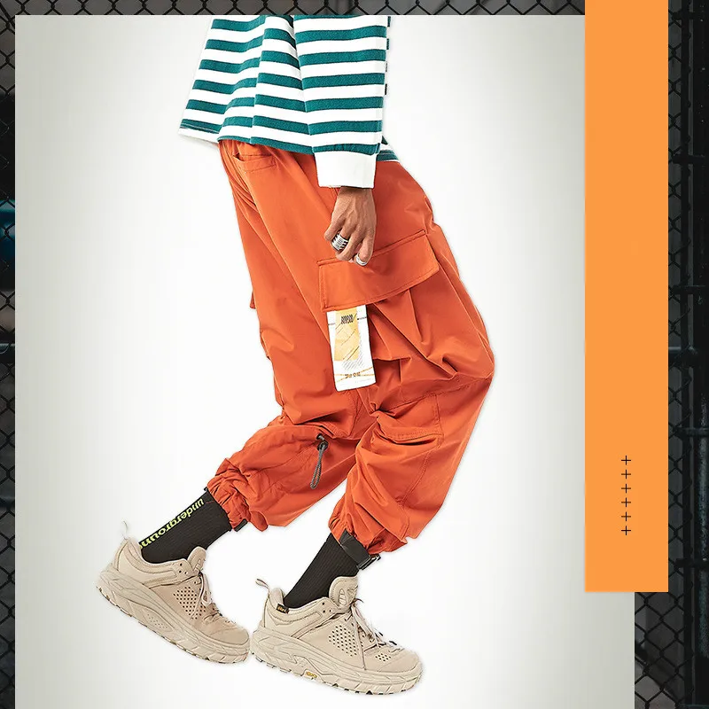  Autumn New Tide Brand Overalls Drawstring Trousers Men's Multi-color Adjustable Loose Wide Leg Casu
