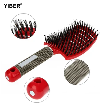 Massage Comb Bristle Nylon Hairbrush Scalp Massage Comb Curly Detangle Hair Brush Shower Massage Comb Hairdressing Salon Tool