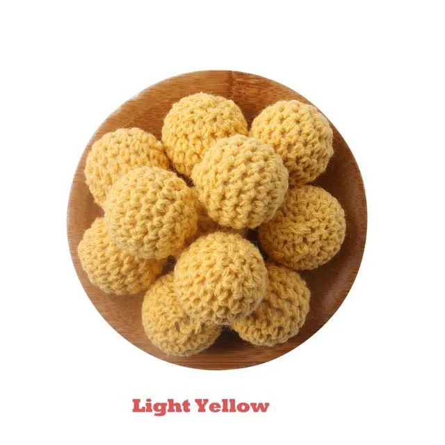 light Yellow 10 шт. 16 мм вязанные крючком бусины Детские деревянные Прорезыватели Новорожденные игрушки Изготовление ювелирных изделий уход ожерелье из бисера деревянные грызуны пустые детские товары - Цвет: light Yellow