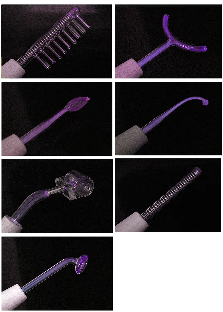  High Frequency Device Portable Facial Machine 7 in 1 Violet Ray Purple Light Electrode Wand Tubes，S