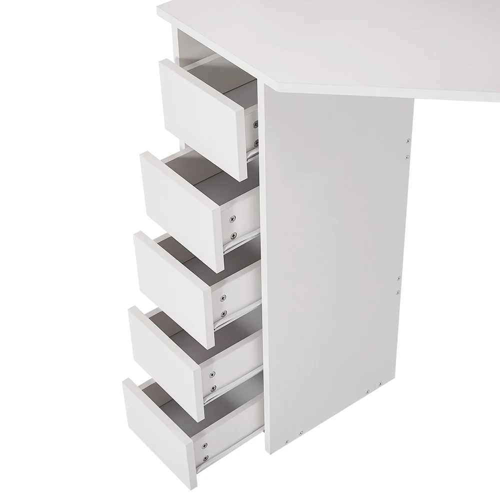 Big Promo Panana Dressing Table With Mirror Curved Pentagon Shape Modern Dresser Desk For Bedroom Jewelry Makeup Organizer White