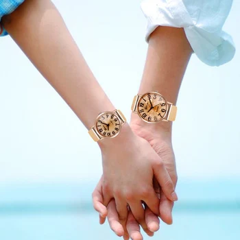 

WJ-8845 Fashion Creative Dial Couple Watches Plastic Mesh Strap Quartz Watch Casual Women Men Analog Wristwatches Gift